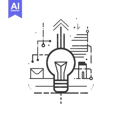 Aset premium populer: Abstract line art illustration of a lightbulb with various geometric s
