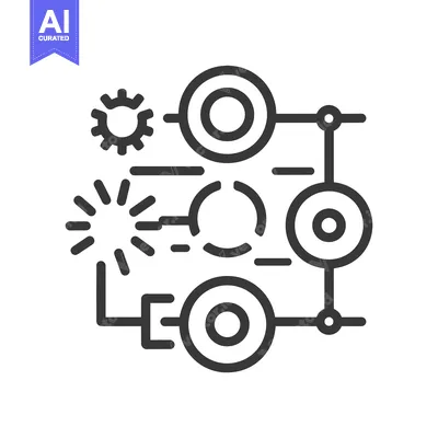 Aset premium populer: Abstract line art illustration of a network diagram with cogwheel, cir