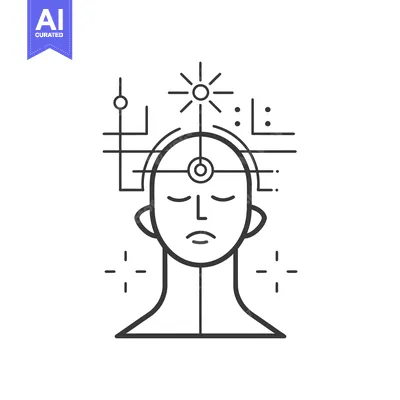 Aset desain premium: Abstract Line Art Illustration of a Person with a Third Eye