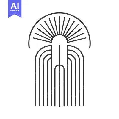 Popular premium asset: Abstract Line Art Illustration of a Sun and Rain