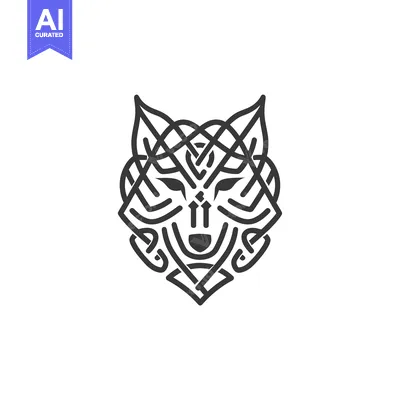 Aset premium populer: Abstract Line Art Illustration of a Wolf's Head
