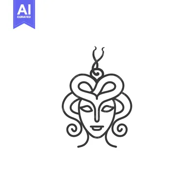 Aset premium populer: Abstract Line Art Illustration of a Woman's Face with Intricate Hairst