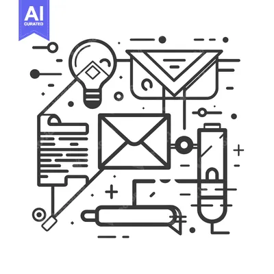 Aset premium populer: Abstract Line Art Illustration of Communication, Ideas, and Technology