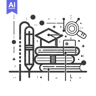 Abstract Line Art Illustration of Education and Learning