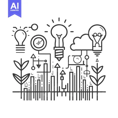 Abstract Line Art Illustration of Growth and Innovation