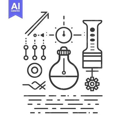 Aset desain premium: Abstract Line Art Illustration of Science and Innovation