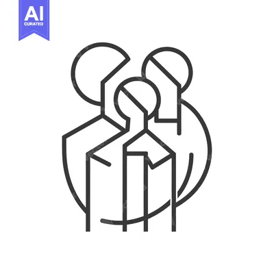 Popular premium asset: Abstract Line Art Illustration of Three People in a Circle