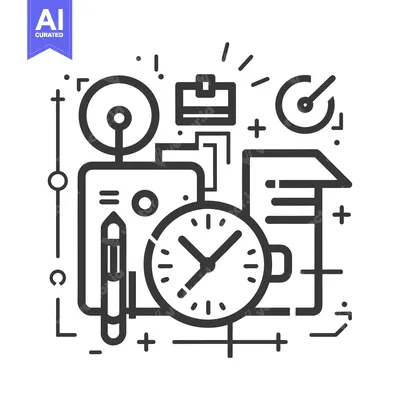 Abstract Line Art Illustration of Time Management and Productivity