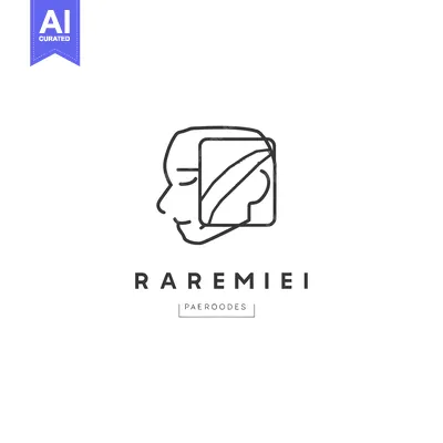 Aset desain premium: Abstract Line Art Logo of a Human Head with a Diagonal Line