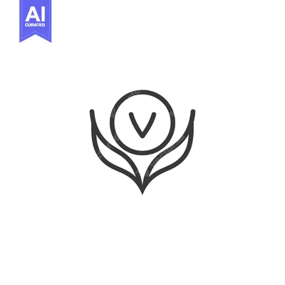 Abstract line art logo with a circle and a letter v inside.