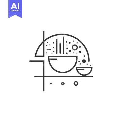 Aset premium populer: Abstract Line Art of a Bowl with Geometric Shapes and Dots