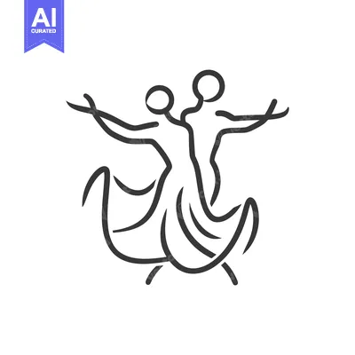 Aset desain premium: Abstract Line Art of a Couple Dancing