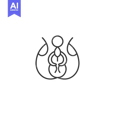 Premium design asset: Abstract Line Art of a Human Figure with Rounded Shapes