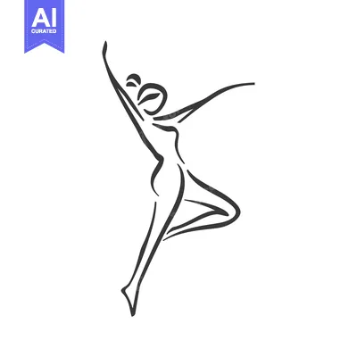 Aset desain premium: Abstract Line Art of a Woman in Motion