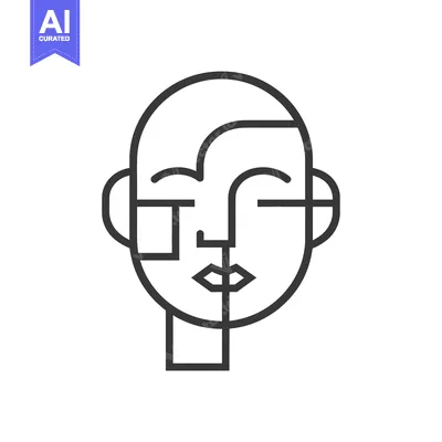 Aset desain premium: Abstract Line Art Portrait of a Person with Closed Eyes
