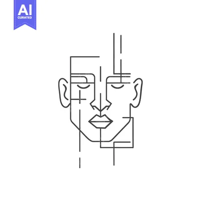 Premium design asset: Abstract Line Art Portrait of a Person with Closed Eyes