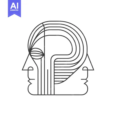 Aset premium populer: Abstract line art portrait of a person with two faces