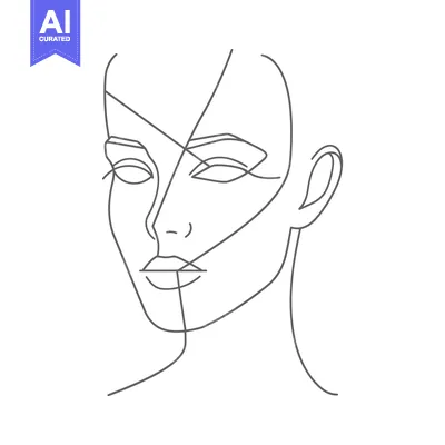 Aset desain premium: Abstract line art portrait of a woman's face
