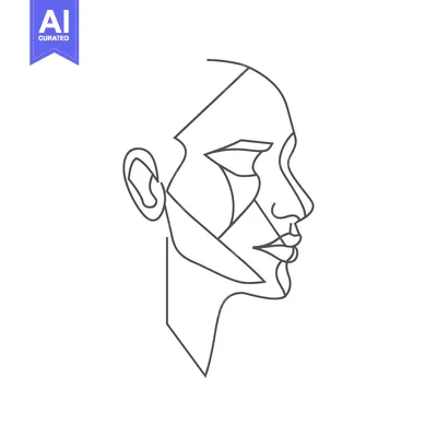Aset premium populer: Abstract Line Art Portrait of a Woman's Face in Profile