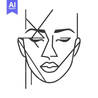 Aset desain premium: Abstract Line Art Portrait of a Woman with Closed Eyes