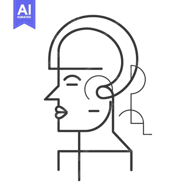 Aset desain premium: Abstract Line Art Portrait of a Woman with Closed Eyes