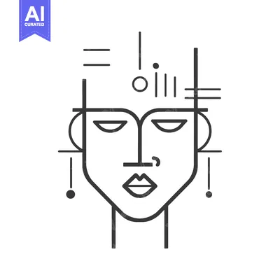 Abstract Line Art Portrait of a Woman with Geometric Elements