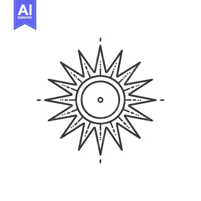 Aset desain premium: Abstract Line Art Sun with Geometric Design