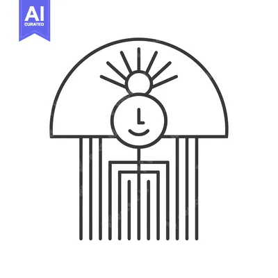 Aset premium populer: Abstract Line Art Symbol with a Smiling Sun