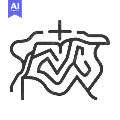 Aset desain premium: Abstract Line Art with a Plus Symbol at the Top