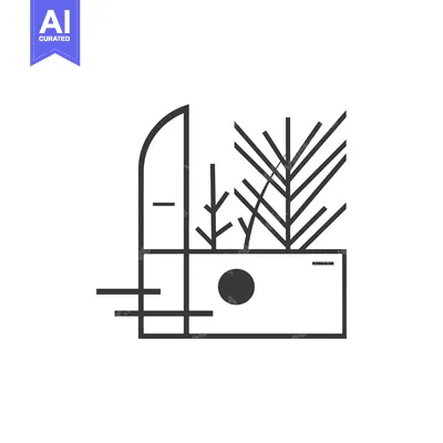 Aset premium populer: Abstract Line Art with Plant and Circle