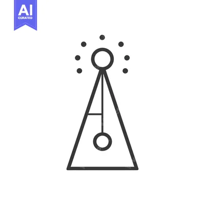 Aset desain premium: Abstract Line Art with Triangle Base and Suspended Circles