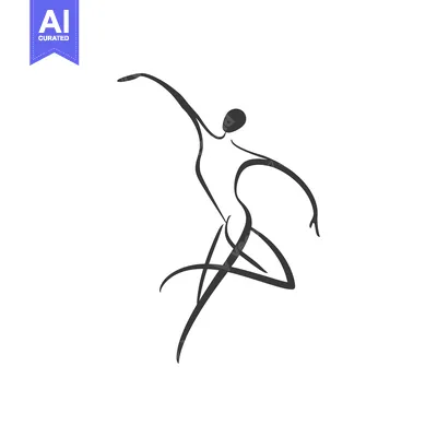 Aset desain premium: Abstract Line Drawing of a Dancing Person
