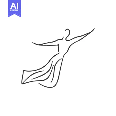 Abstract Line Drawing of a Person Flying