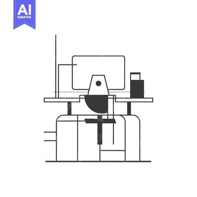 Abstract Minimalist Illustration of a Desk and Chair
