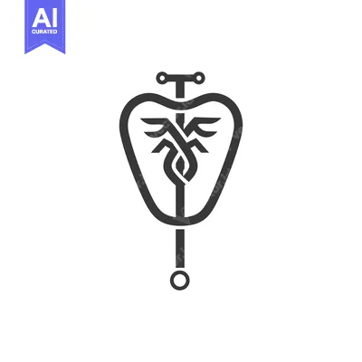 Aset desain premium: Abstract Monochrome Symbol with Wings and a Circle