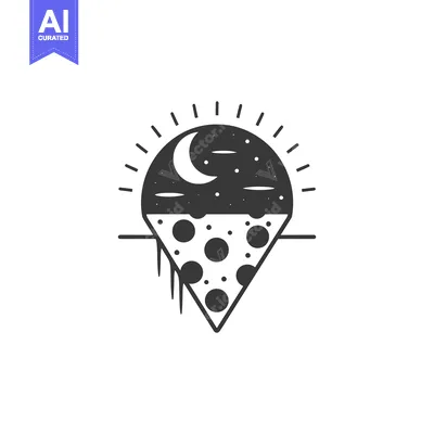 Aset premium populer: Abstract Night and Day Design with a Slice of Pizza