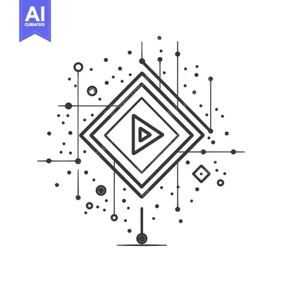 Aset premium populer: Abstract Play Button with Geometric Pattern and Dots