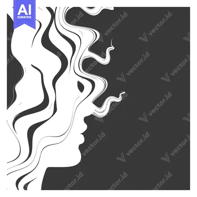 Aset desain premium: Abstract Profile of a Woman with Wavy Hair