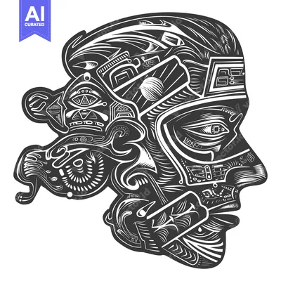 Aset desain premium: Abstract Profile Portrait with Intricate Design Elements