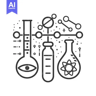 Aset premium populer: Abstract Science Illustration with Eye, Atom, and Beaker