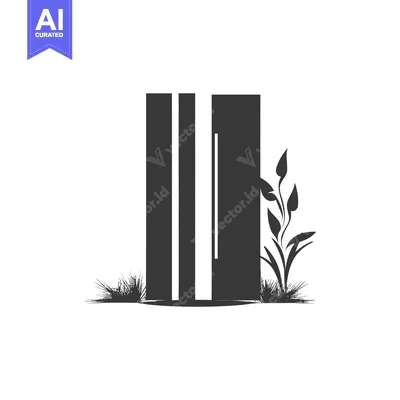 Aset premium populer: Abstract Silhouette of a Gate with Grass and Plants
