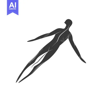Aset desain premium: Abstract Silhouette of a Human Figure in a Falling Position