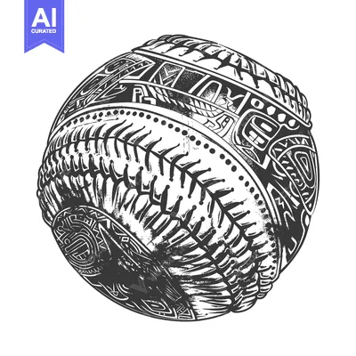 Aset desain premium: Abstract Sphere with Intricate Tribal Design and Tire Tread Pattern
