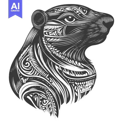 Aset premium populer: Abstract Stylized Black and White Animal Portrait