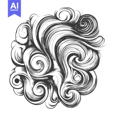 Aset premium populer: Abstract Swirling Black and White Design with Interconnected Spirals