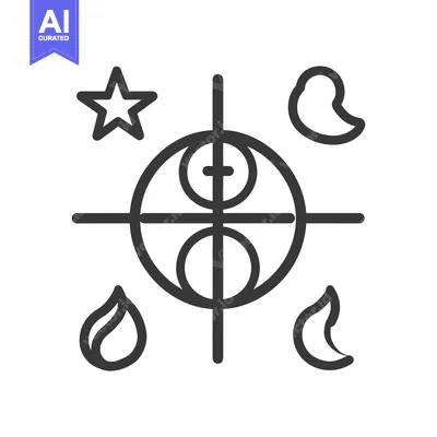 Aset premium populer: Abstract Symbol with a Circle, Cross, Star, and Flames
