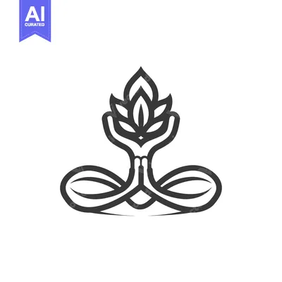 Abstract symbol with stylized hands and plant motif