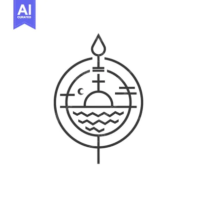 Popular premium asset: Abstract Symbol with Sun, Moon, and Water Waves within a Circle