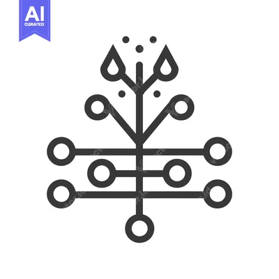 Premium design asset: Abstract Tree with Circular Branches and Droplets