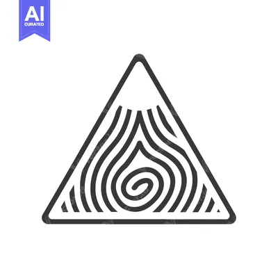 Abstract Triangular Graphic with Curving Lines and a Spiral